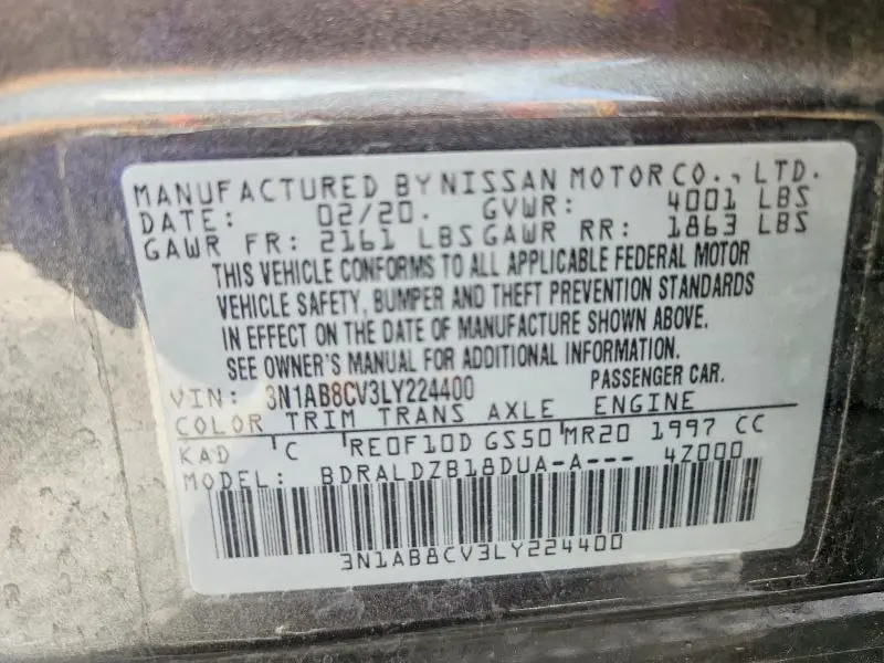 2020 NISSAN SENTRA SV  
