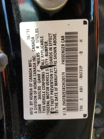 2012 HONDA CIVIC LX  