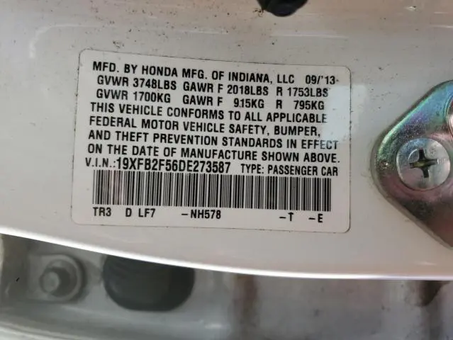 2013 HONDA CIVIC LX  