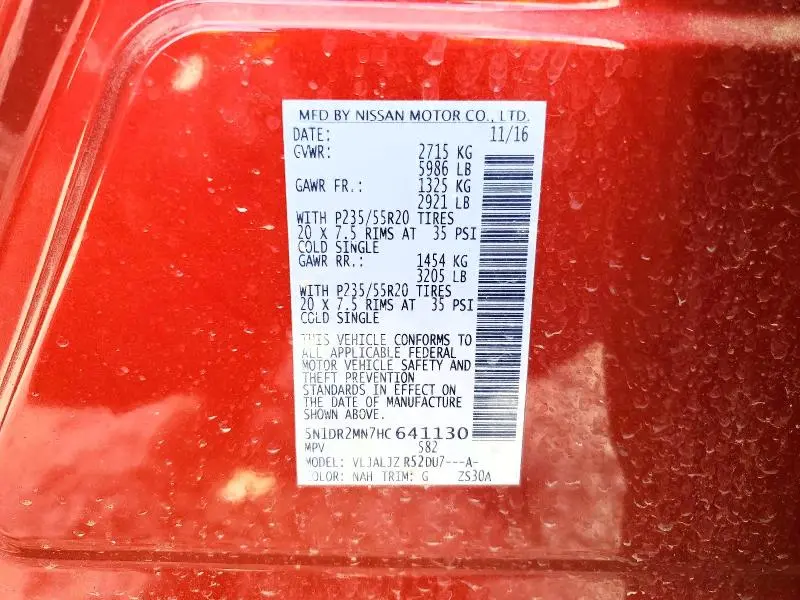2017 NISSAN PATHFINDER PLATINUM  