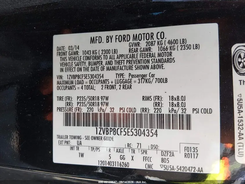 2014 FORD MUSTANG GT