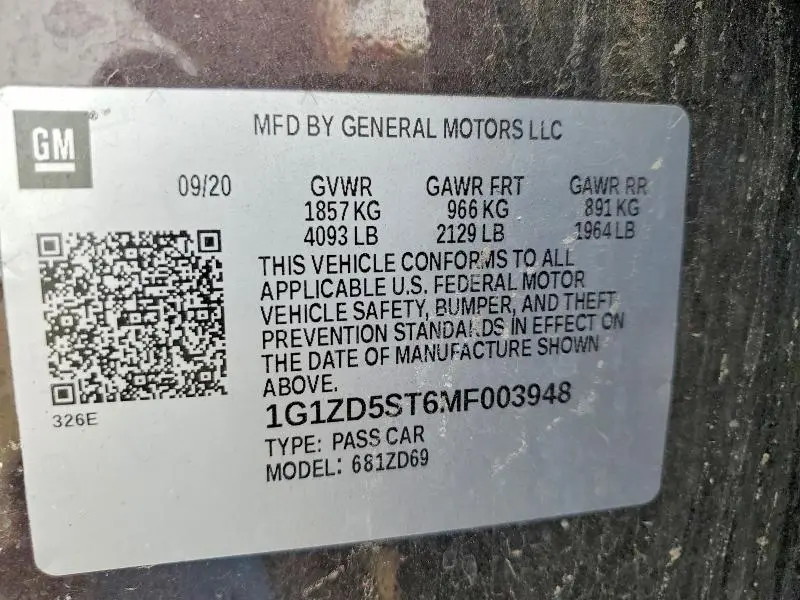 2021 CHEVROLET MALIBU LT  