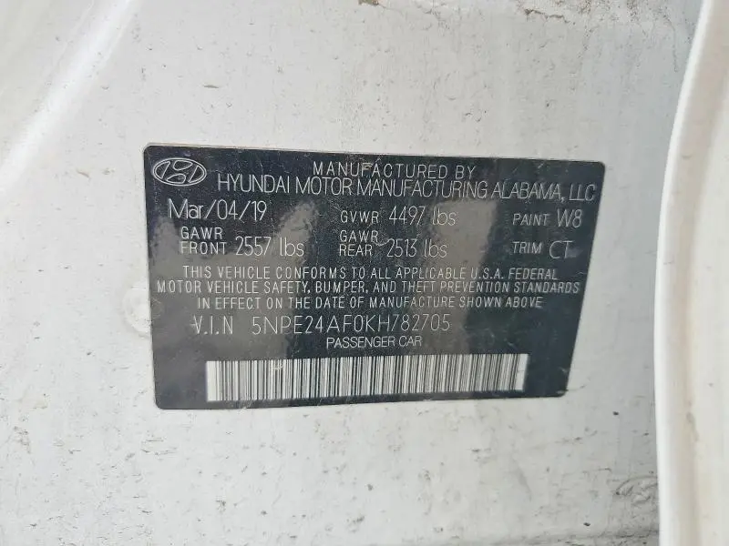 2019 HYUNDAI SONATA SE  