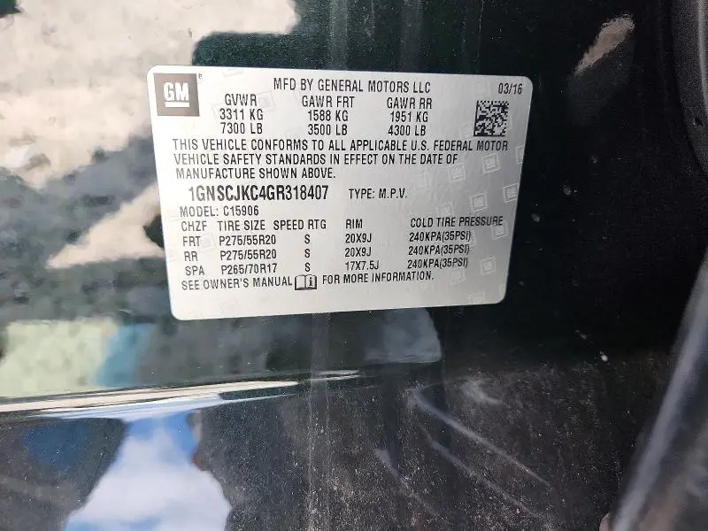 2016 CHEVROLET SUBURBAN C1500 LTZ  