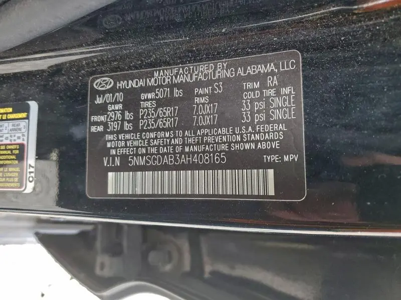 2010 HYUNDAI SANTA FE GLS  