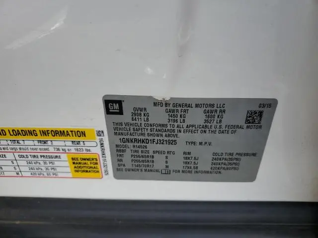 2015 CHEVROLET TRAVERSE LT  