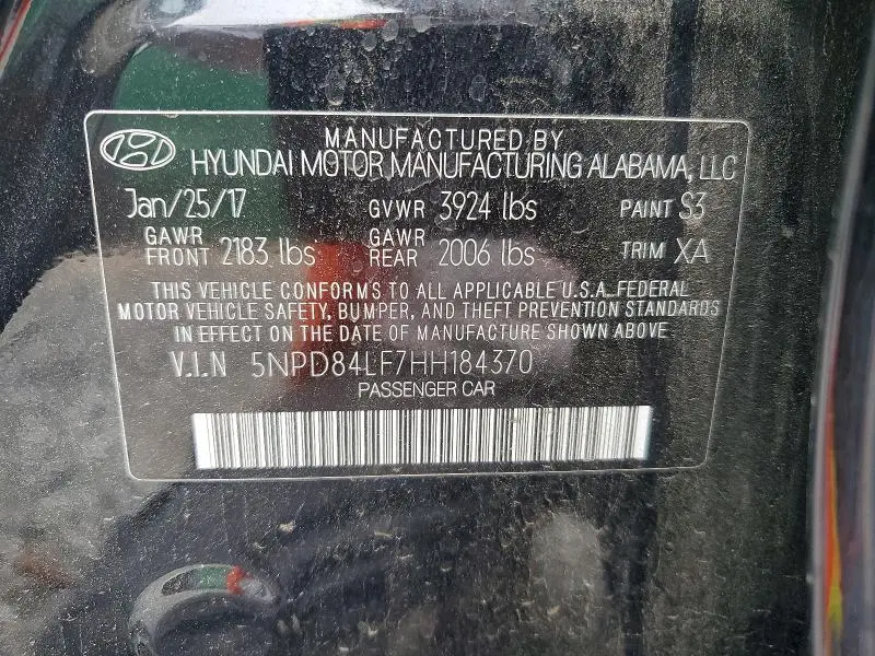 2017 HYUNDAI ELANTRA SE  