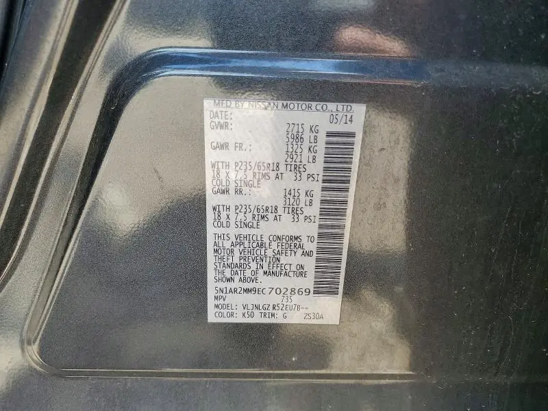 2014 NISSAN PATHFINDER SL  