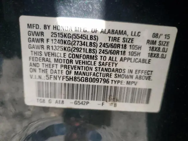 2016 HONDA PILOT EXL  