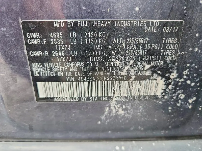 2017 SUBARU OUTBACK 2.5I PREMIUM  