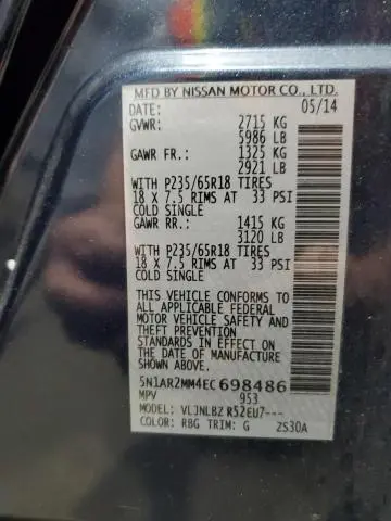 2014 NISSAN PATHFINDER S  