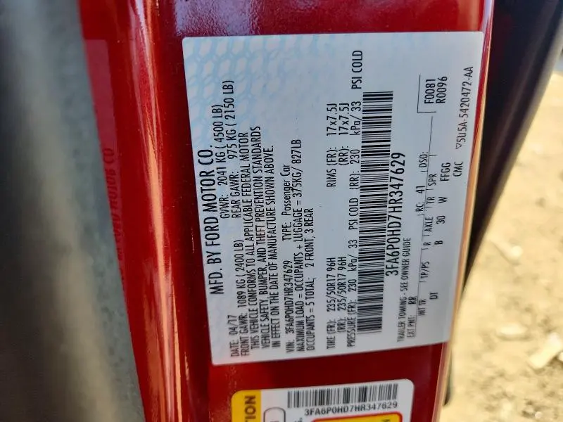 2017 FORD FUSION SE  