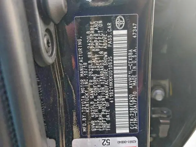 2019 TOYOTA CAMRY HYBRID  