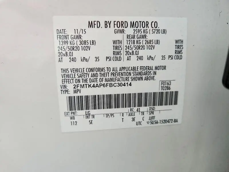 2015 FORD EDGE SPORT  