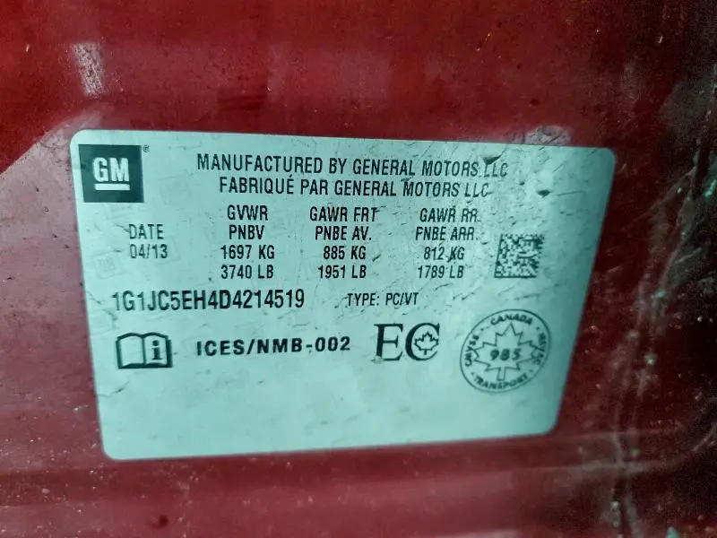 2013 CHEVROLET SONIC LT  