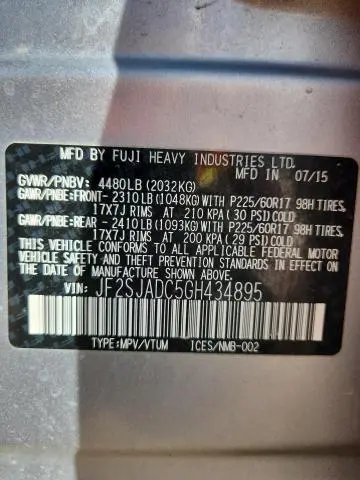 2016 SUBARU FORESTER 2.5I PREMIUM  