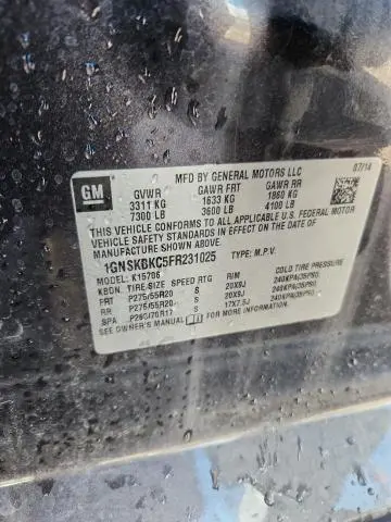 2015 CHEVROLET TAHOE K1500 LT  