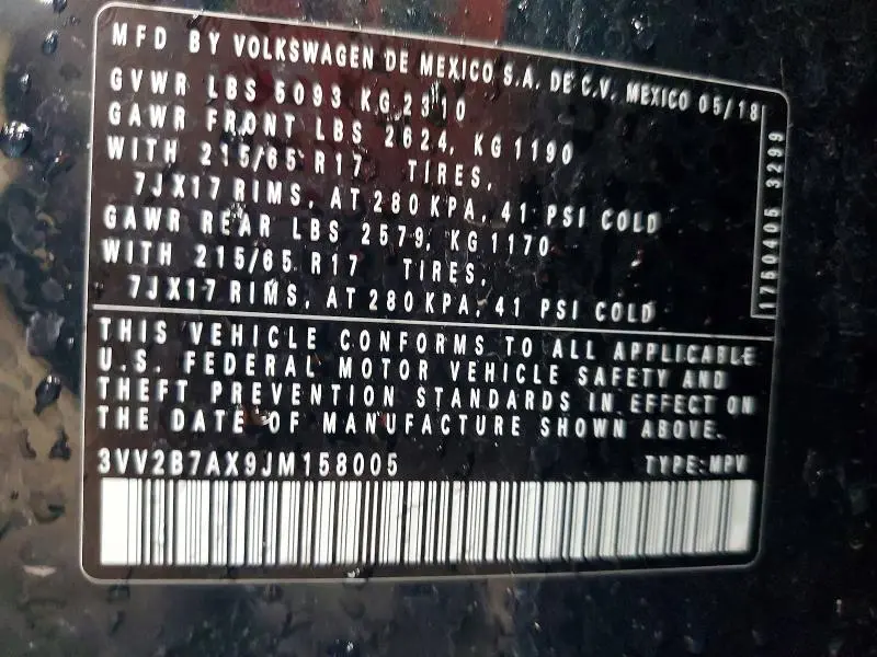 2018 VOLKSWAGEN TIGUAN SE  
