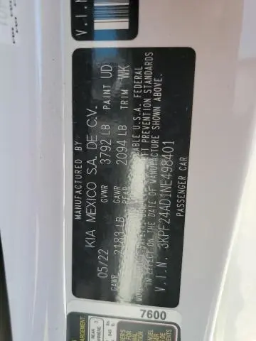 2022 KIA FORTE FE  