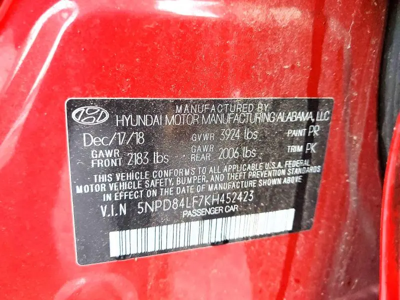 2019 HYUNDAI ELANTRA SEL  