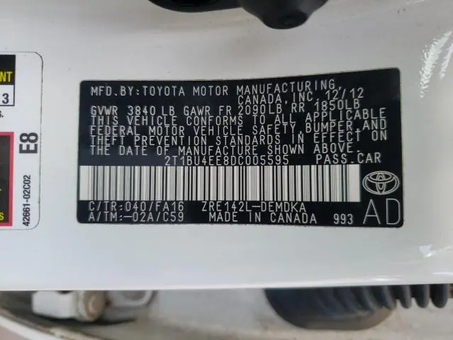 2013 TOYOTA COROLLA BASE  