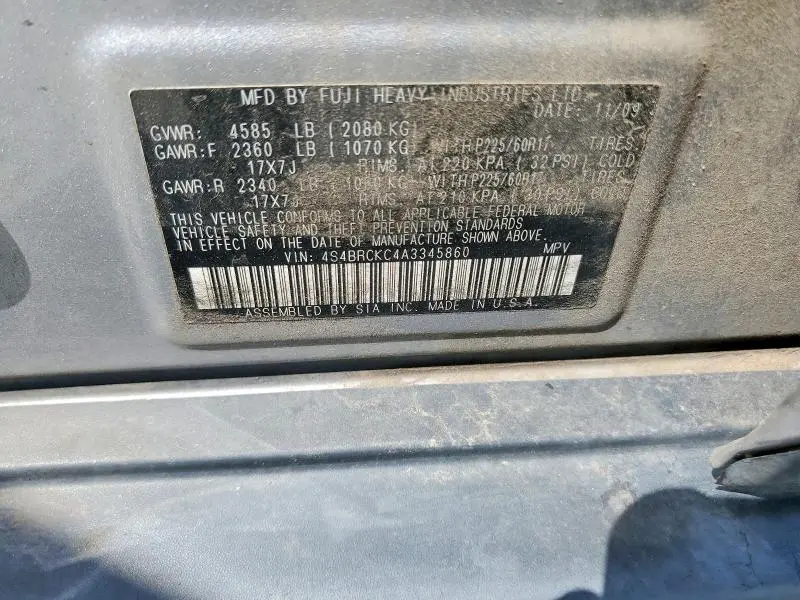 2010 SUBARU OUTBACK 2.5I LIMITED  