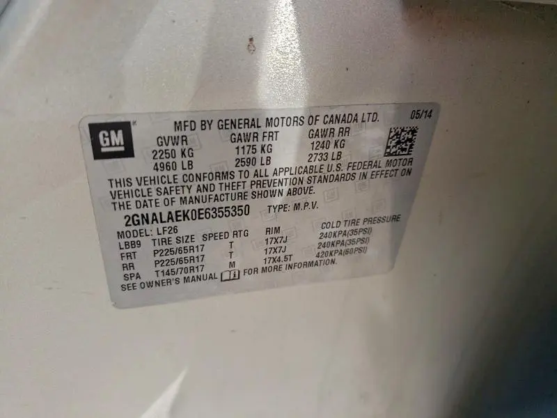 2014 CHEVROLET EQUINOX LS  