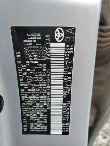 2016 TOYOTA COROLLA L  