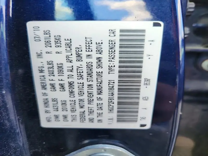 2010 HONDA ACCORD EXL  