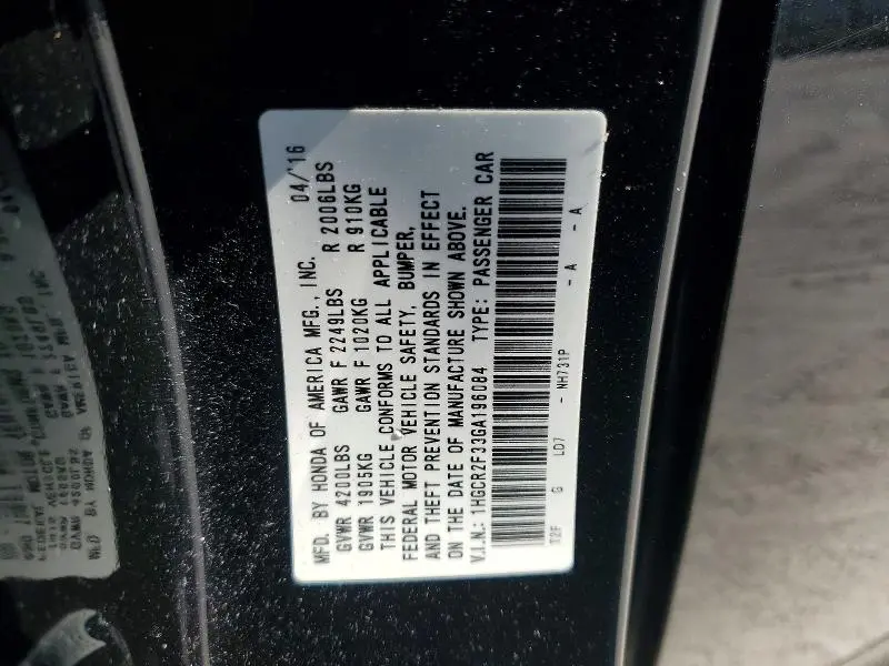 2016 HONDA ACCORD LX  