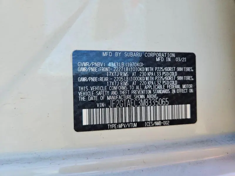 2021 SUBARU CROSSTREK PREMIUM  