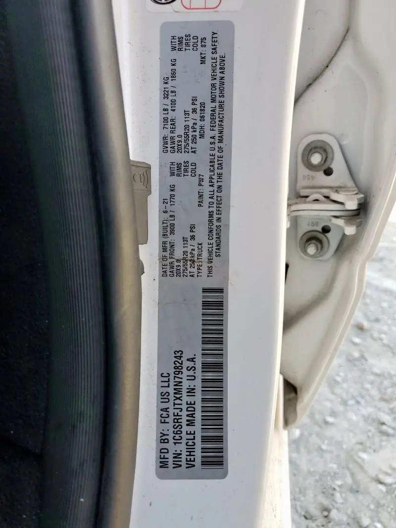 2021 RAM 1500 LARAMIE  