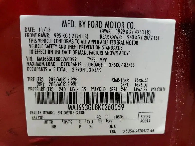 2019 FORD ECOSPORT SE  