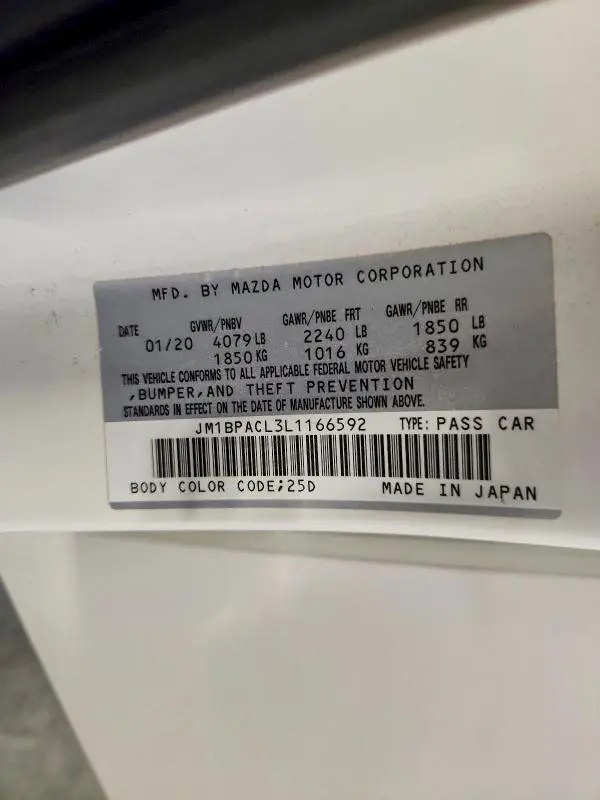2020 MAZDA 3 SELECT  