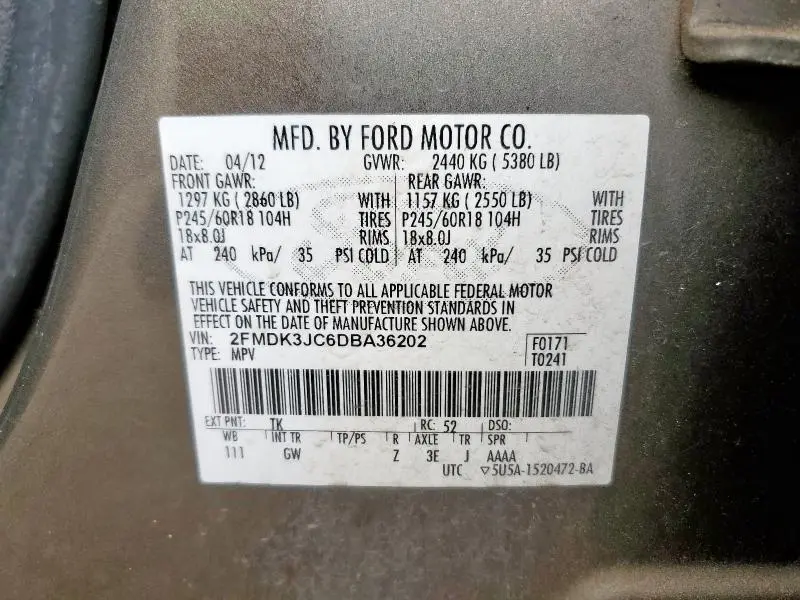 2013 FORD EDGE SEL  