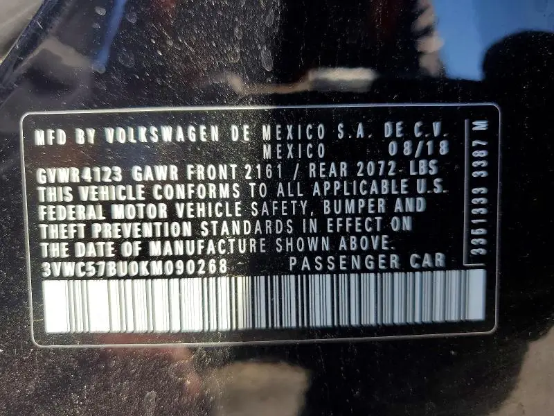 2019 VOLKSWAGEN JETTA SE  