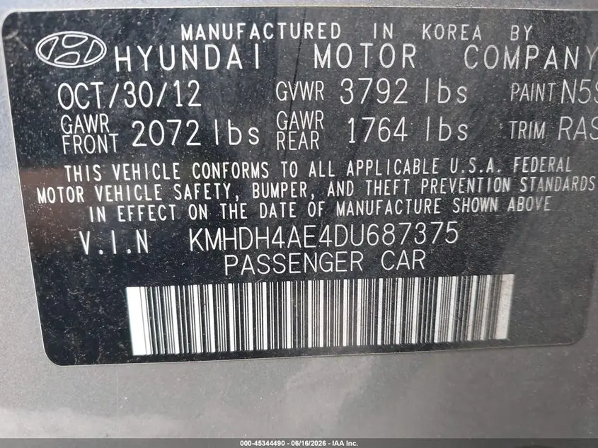 2013 HYUNDAI ELANTRA LIMITED