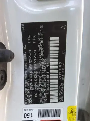 2016 TOYOTA SIENNA XLE  