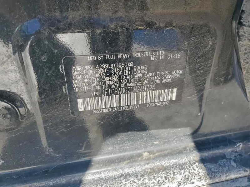 2016 SUBARU IMPREZA SPORT LIMITED  