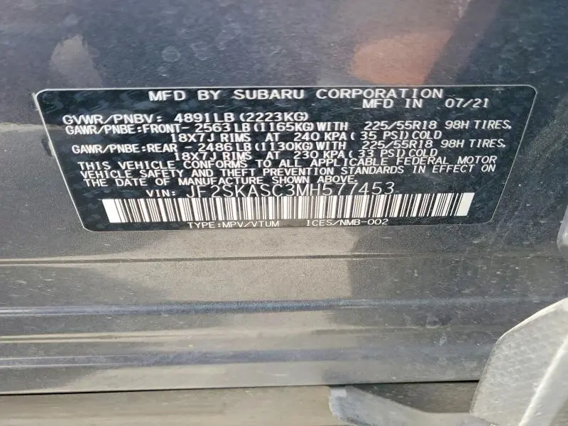 2021 SUBARU FORESTER LIMITED  