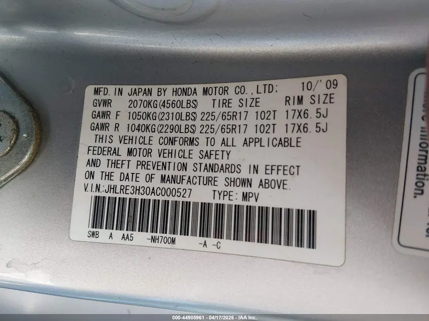 2010 HONDA CR-V LX