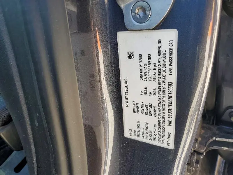 2022 TESLA MODEL 3   