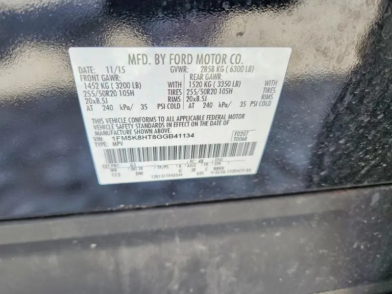 2016 FORD EXPLORER PLATINUM  
