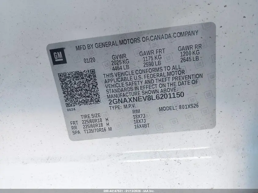 2020 CHEVROLET EQUINOX FWD PREMIER 1.5L TURBO