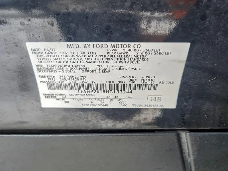 2017 FORD TAURUS SHO  