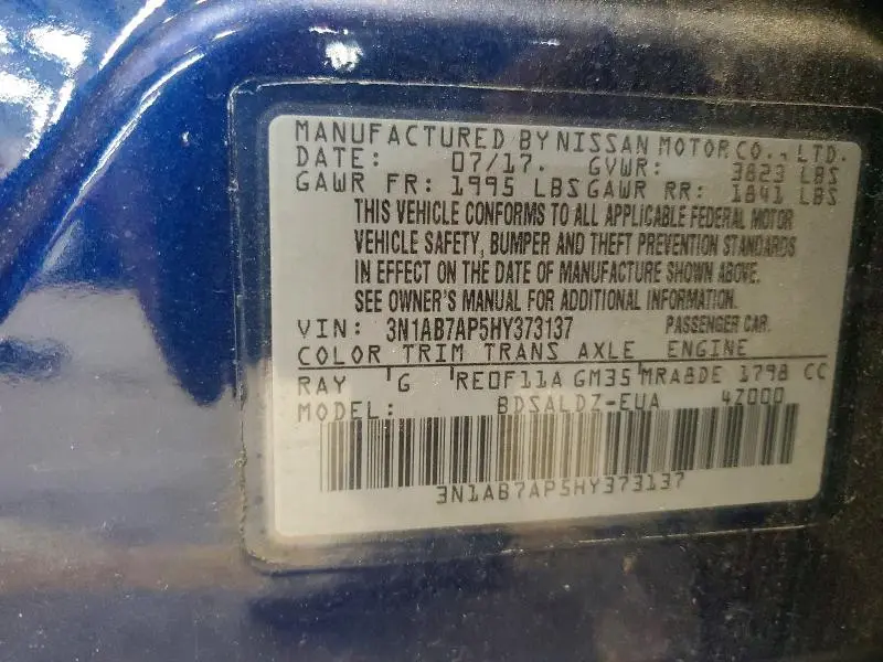 2017 NISSAN SENTRA SV  