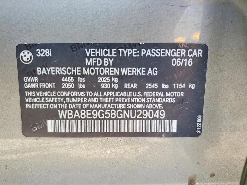 2016 BMW 328 I SULEV  