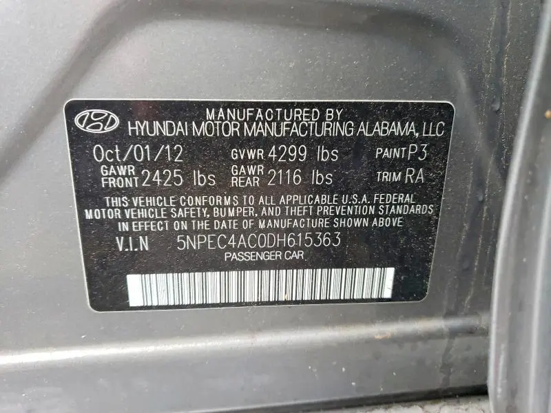 2013 HYUNDAI SONATA LIMITED  