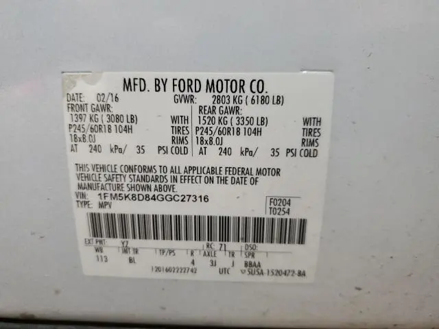 2016 FORD EXPLORER XLT  