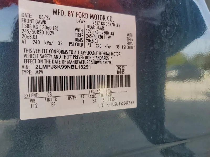 2022 LINCOLN NAUTILUS RESERVE  